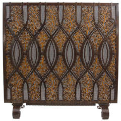 Edgar Brandt Important French Art Deco wrought iron fire screen c. 1925