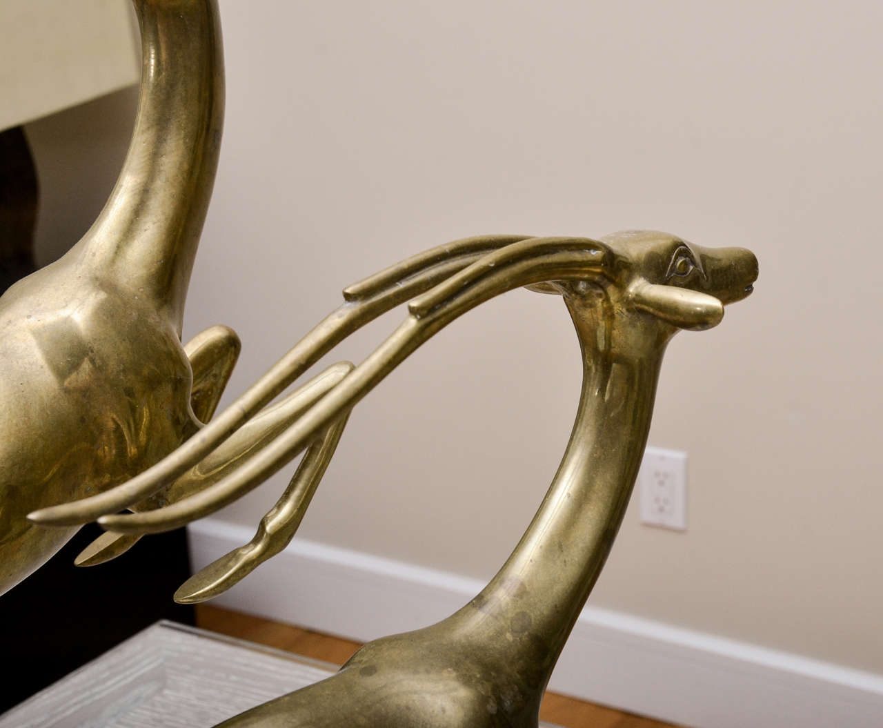 Pair of Brass Gazelles on Wood Stands For Sale 2