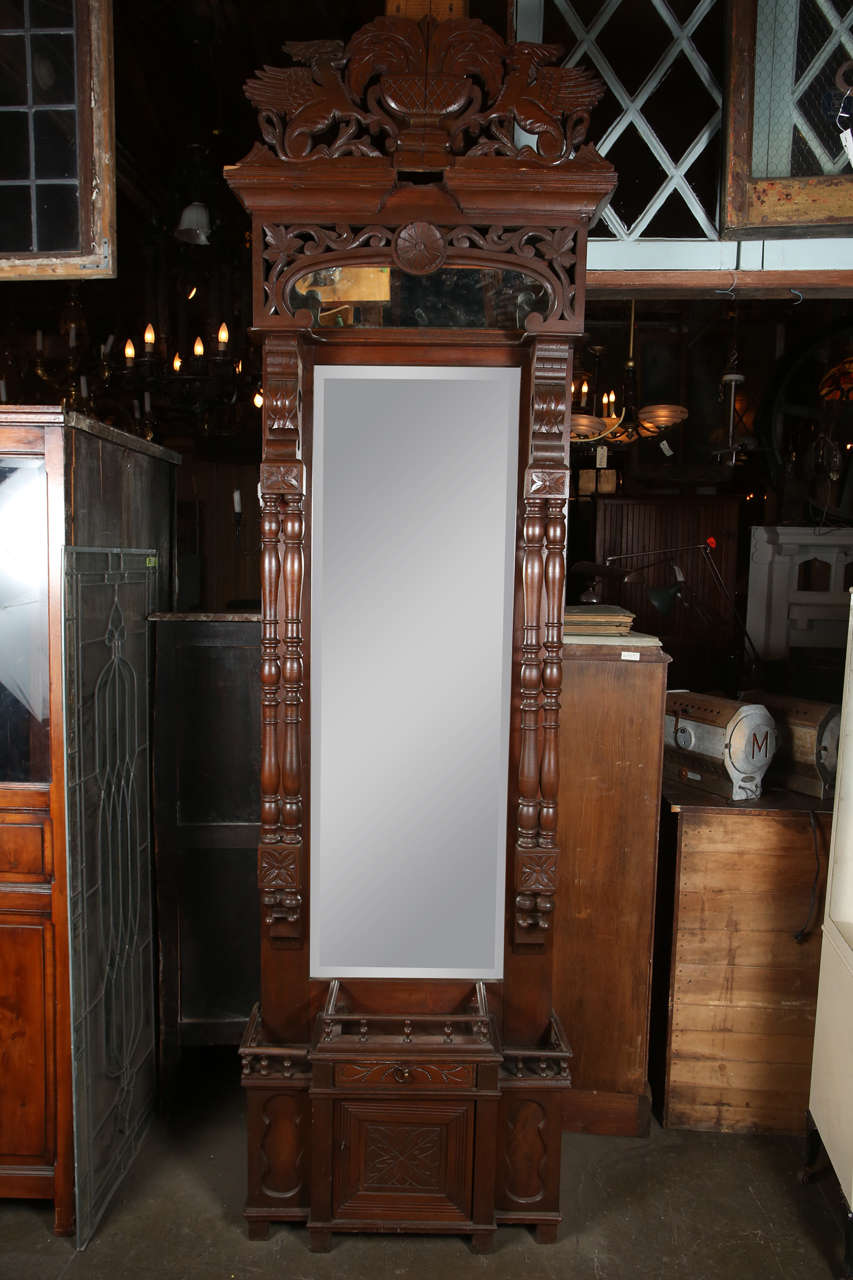 Hand-carved wood pier mirror. Original finish.