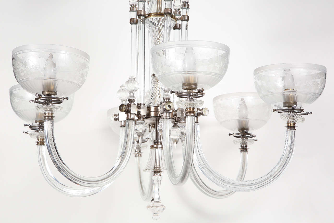 2003 Excellent Osler Gas Chandelier Replica with Six Lamps, Electrified 4