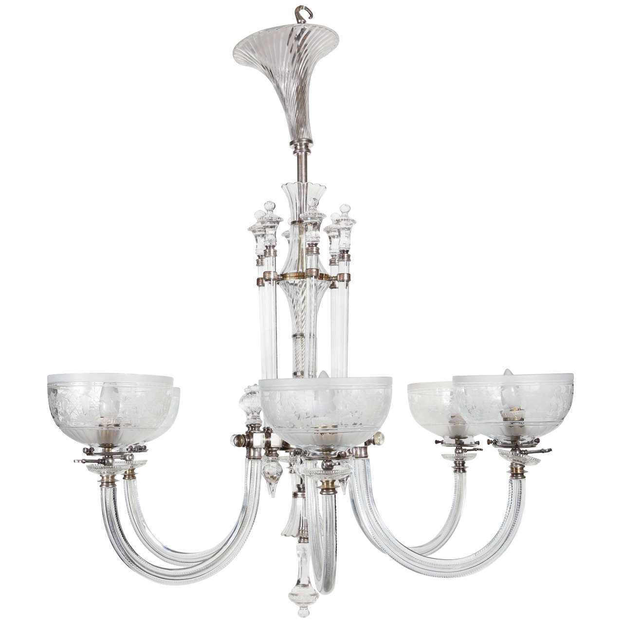 2003 Excellent Osler Gas Chandelier Replica with Six Lamps, Electrified