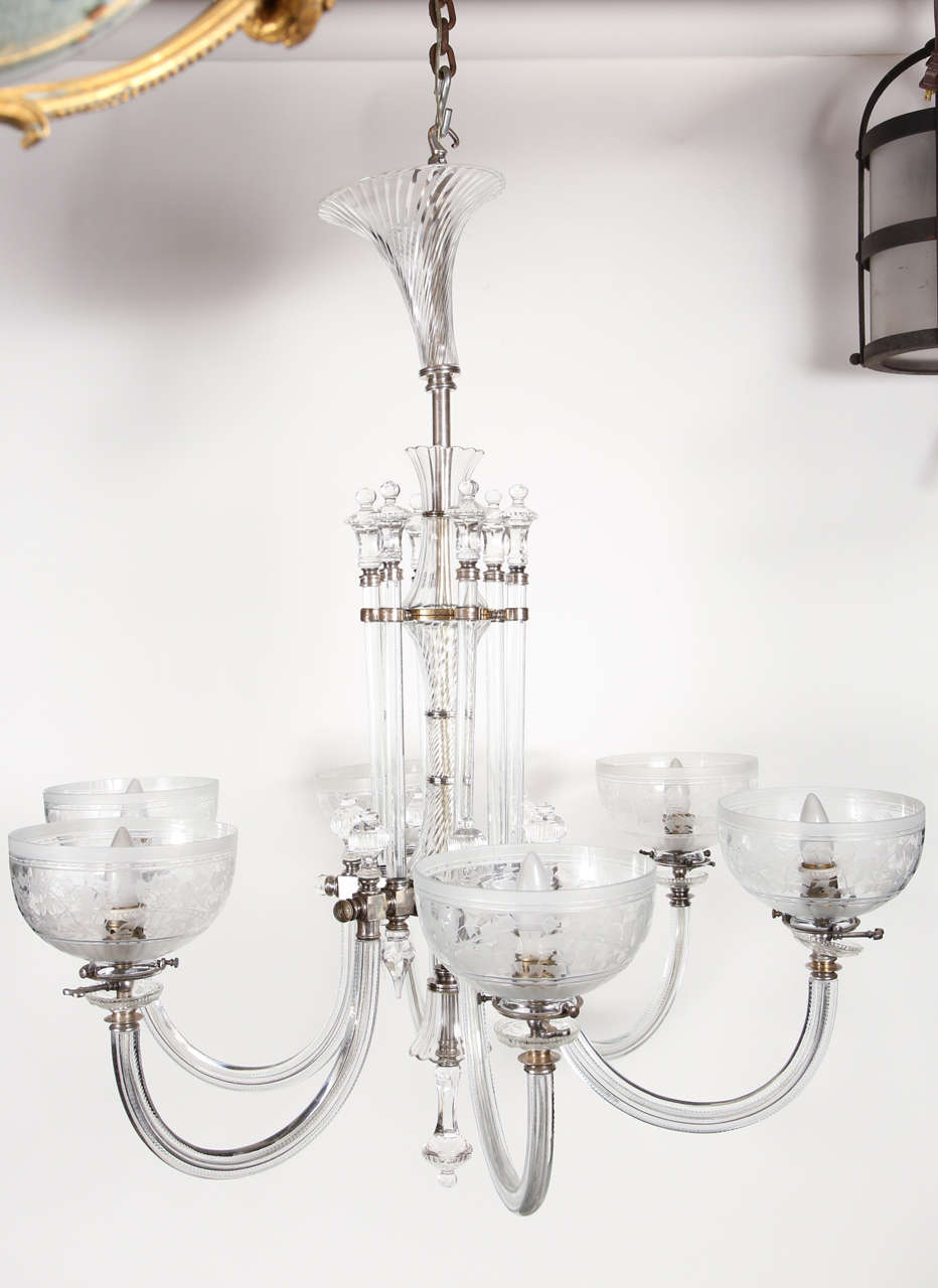 2003 Excellent Osler Gas Chandelier Replica with Six Lamps, Electrified