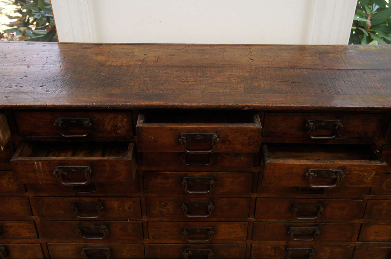English 42 Drawer Hardware Store Counter In Good Condition In Sheffield, MA