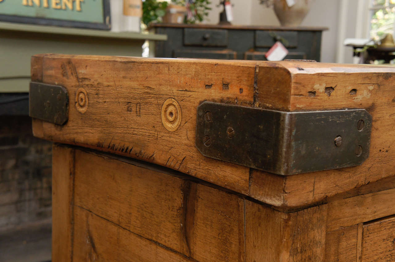 English Two Drawer Butcher Block at 1stDibs