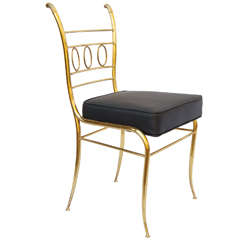 1970's Weiman Italian Brass Vanity Chair