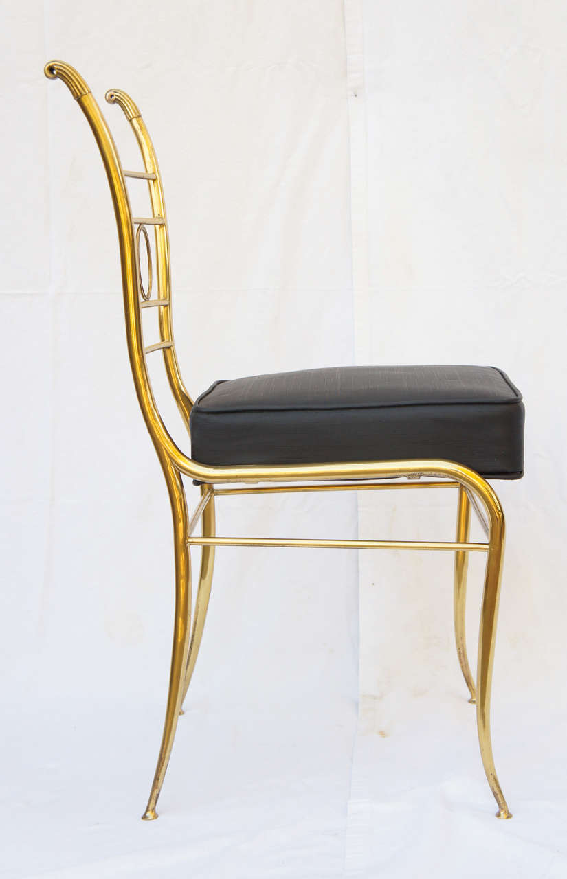 1970's Weiman Italian Brass Vanity Chair In Excellent Condition In Canaan, CT
