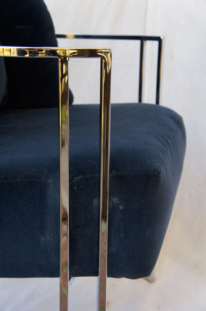 American Pair of 70s Chrome Deco Style Chairs by Milo Baughman