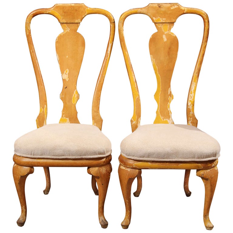 Curvy Painted Wood Side or Dining Chairs For Sale