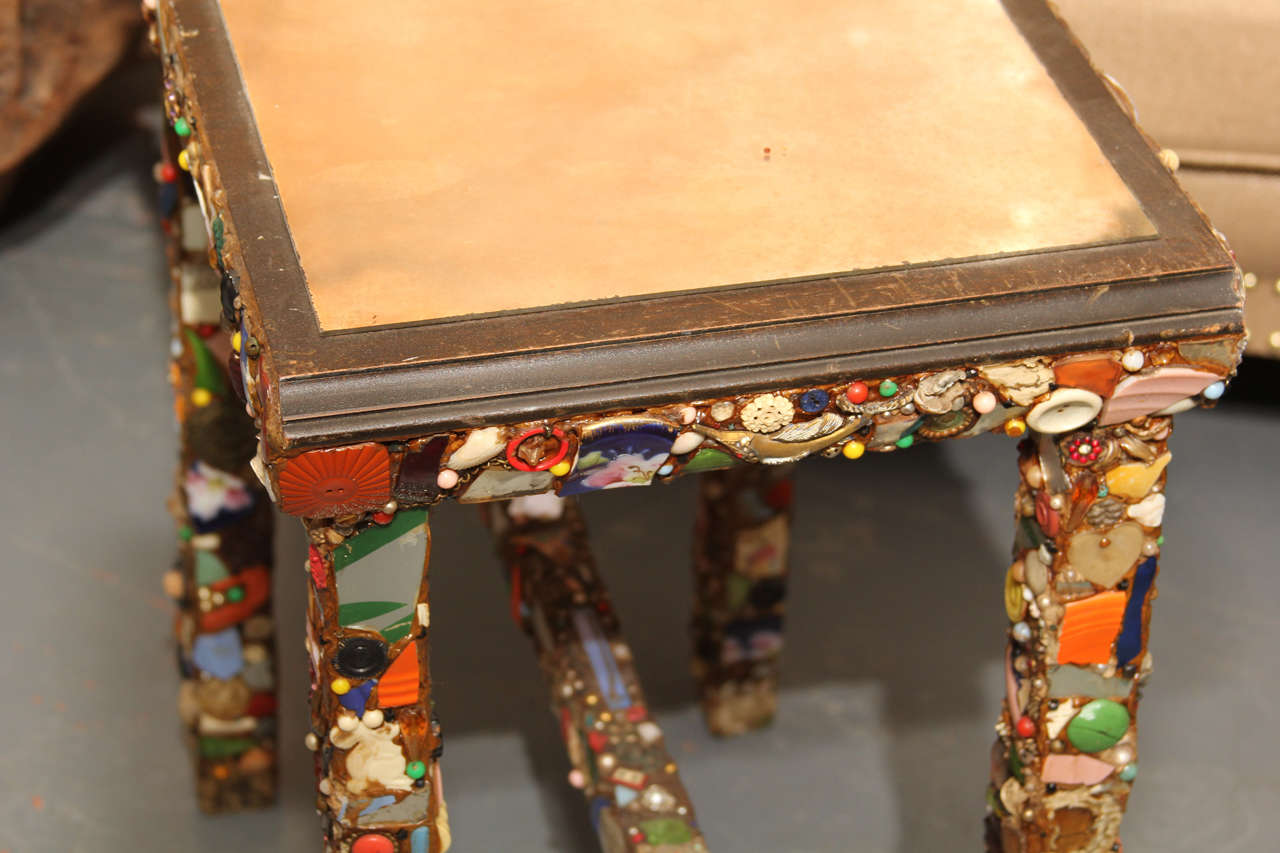 Folk Art Side Table In Distressed Condition In Seattle, WA