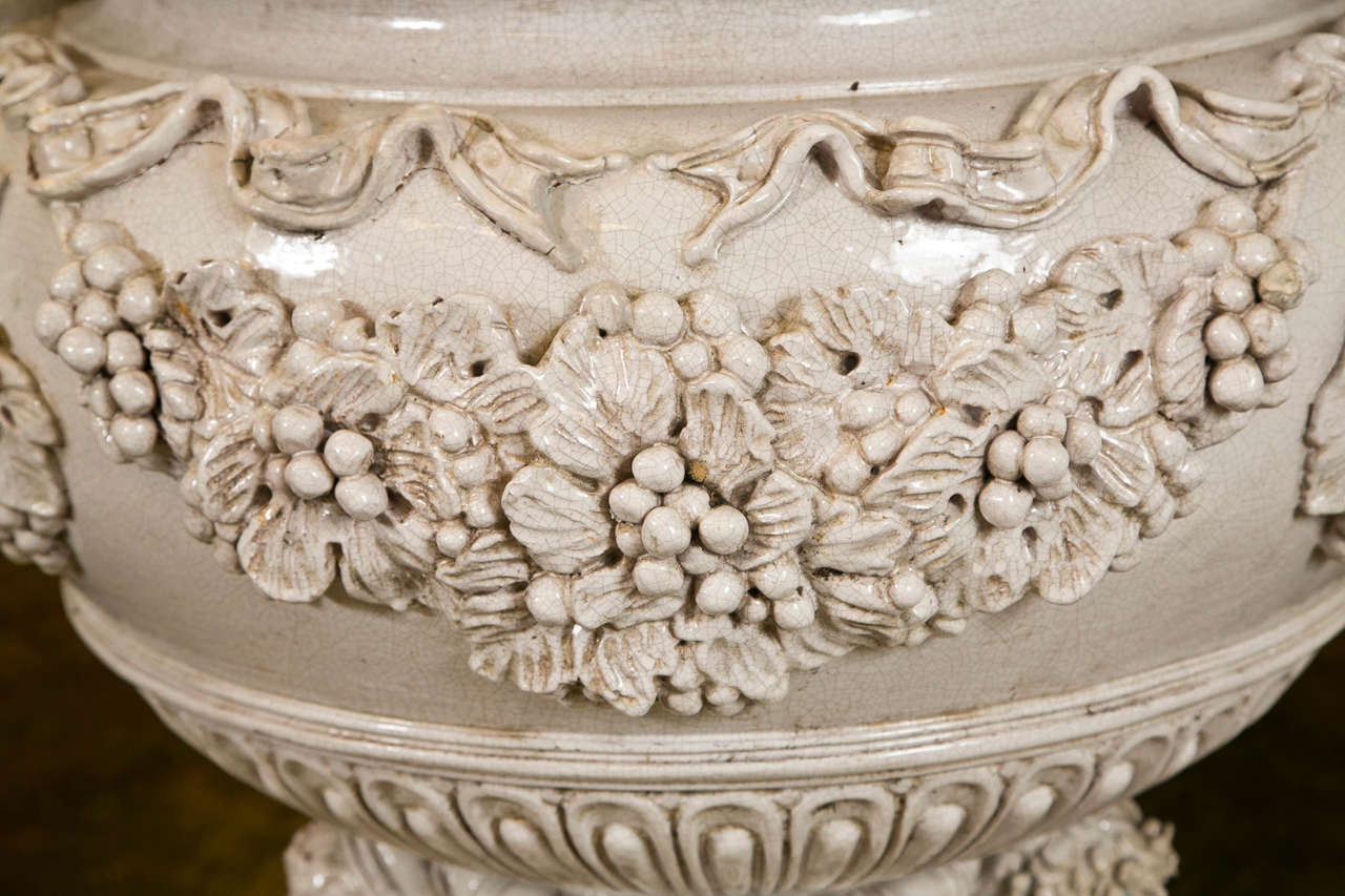 Large Pair of Terracotta Glazed Urns 4