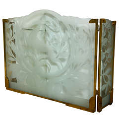 Art Deco Etched Glass Panels / Firescreen by Dennis Abbe