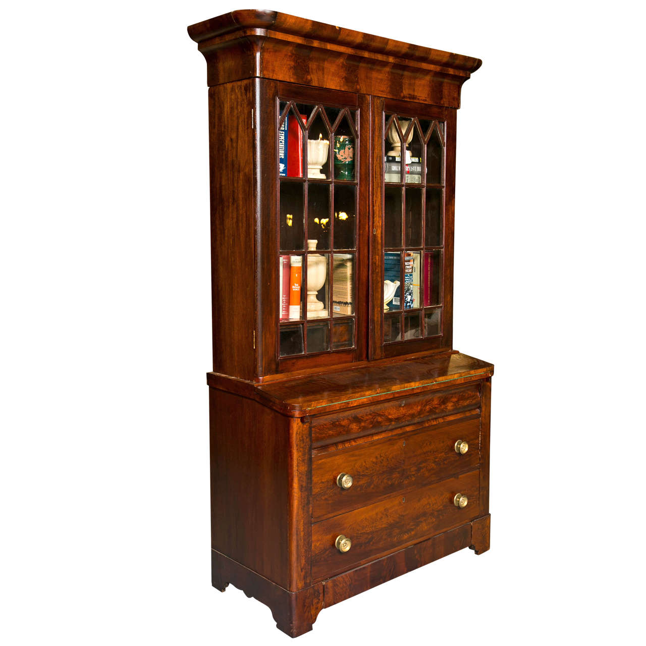 Antique Empire Secretary In Flamed Mahogany For Sale At 1stdibs