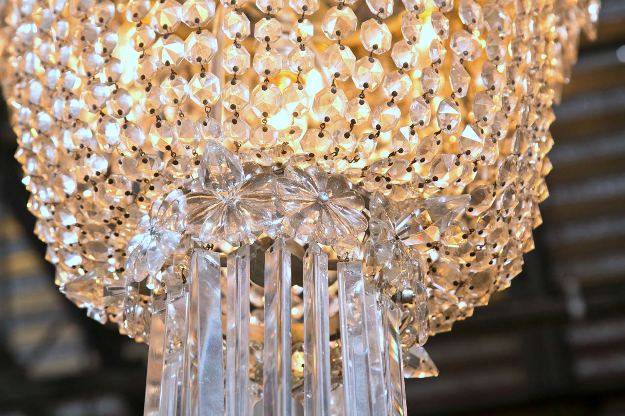 Roaring 1920's Crystal Waterfall Chandelier In Excellent Condition In Stamford, CT
