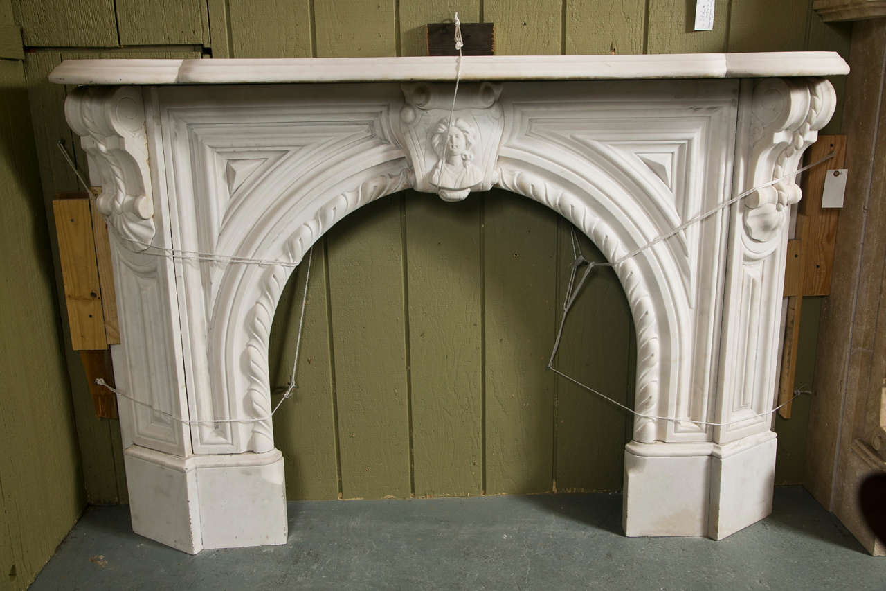 Victorian White Marble Arched  Mantel