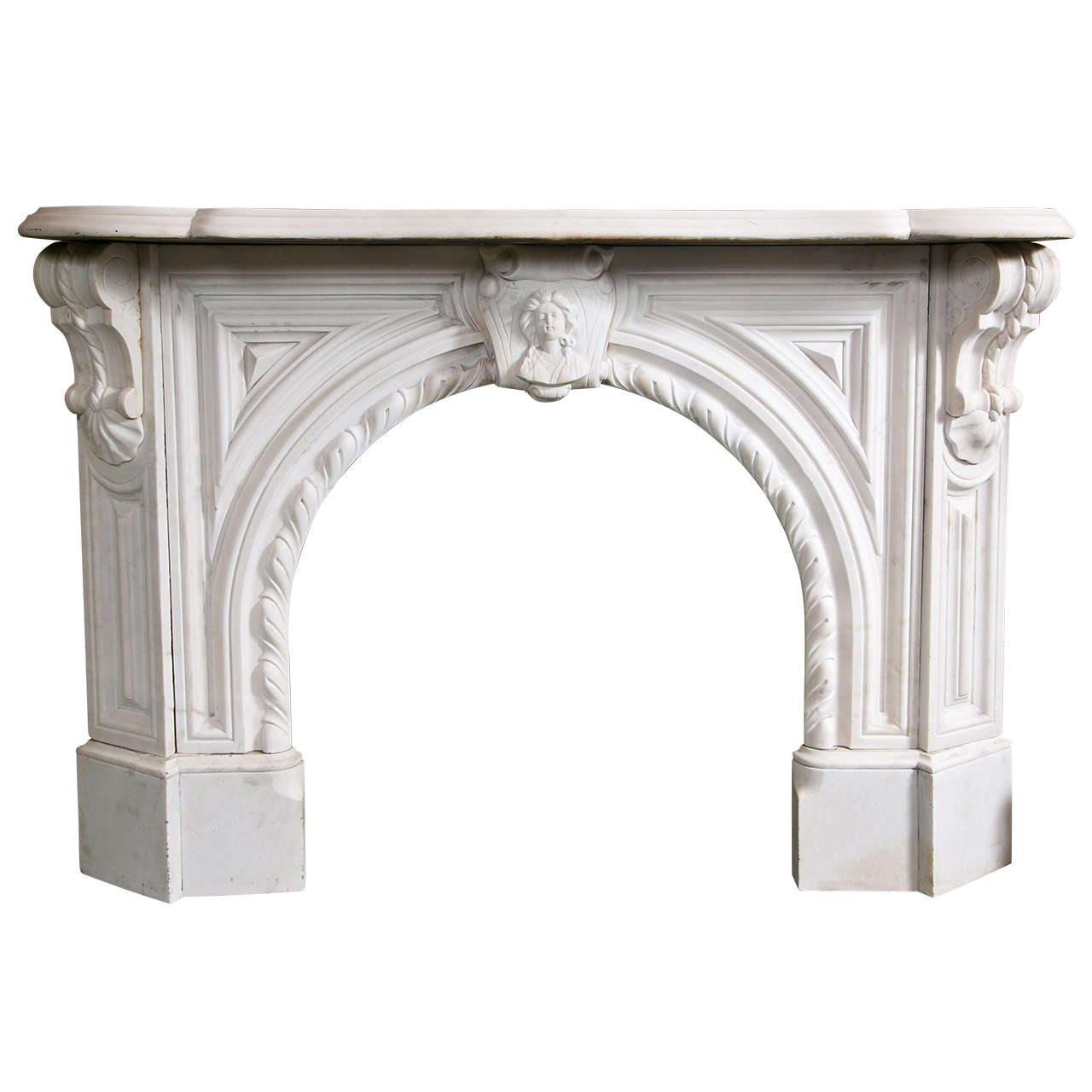 Victorian White Marble Arched  Mantel