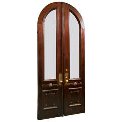 Antique Pair of Walnut Entry Doors