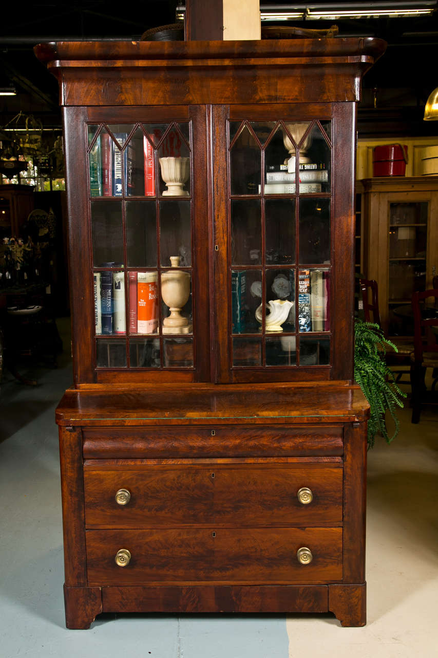 Drop Front Desk >> Antique Empire Secretary In Flamed Mahogany For Sale at ... Drop Front Desk >> Antique Empire Secretary In Flamed Mahogany For Sale at ...