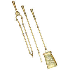 Set of English Brass Fire Tools