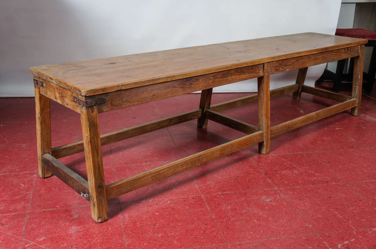 Rustic Large Bench Or Teak Coffee Table With Center Support And Stretchers Great For Added Rustic Large Bench Or Teak Coffee Table With Center Support And Stretchers Great For Added