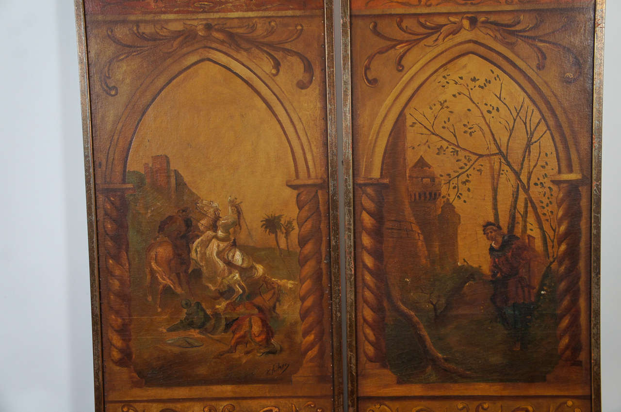 Wood Gothic Style Painted Canvas Panels