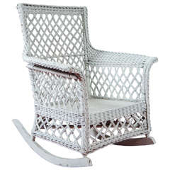Used Stick Wicker Rattan Rocking Chair