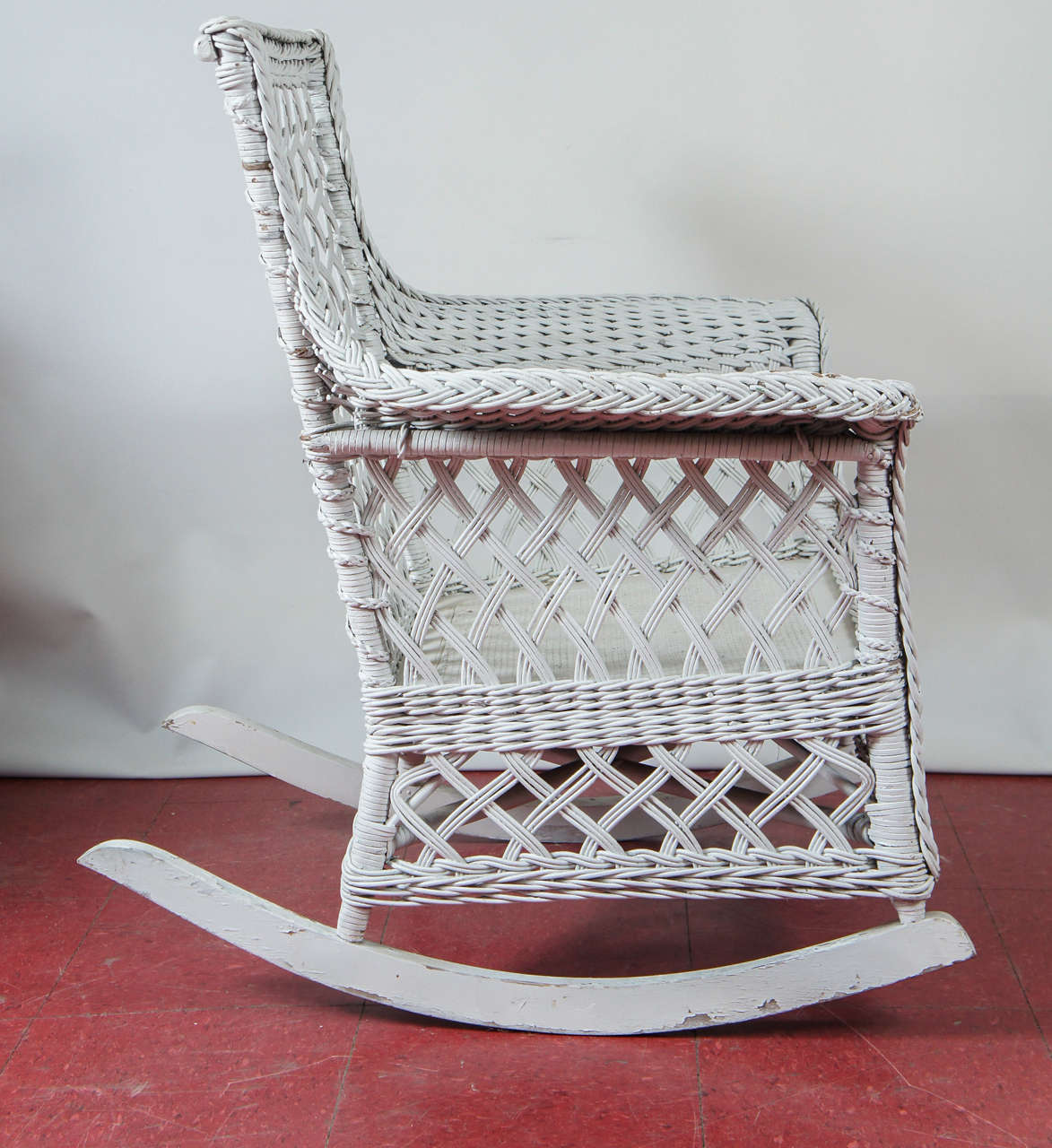 Stick Wicker Rattan Rocking Chair In Good Condition In Sheffield, MA