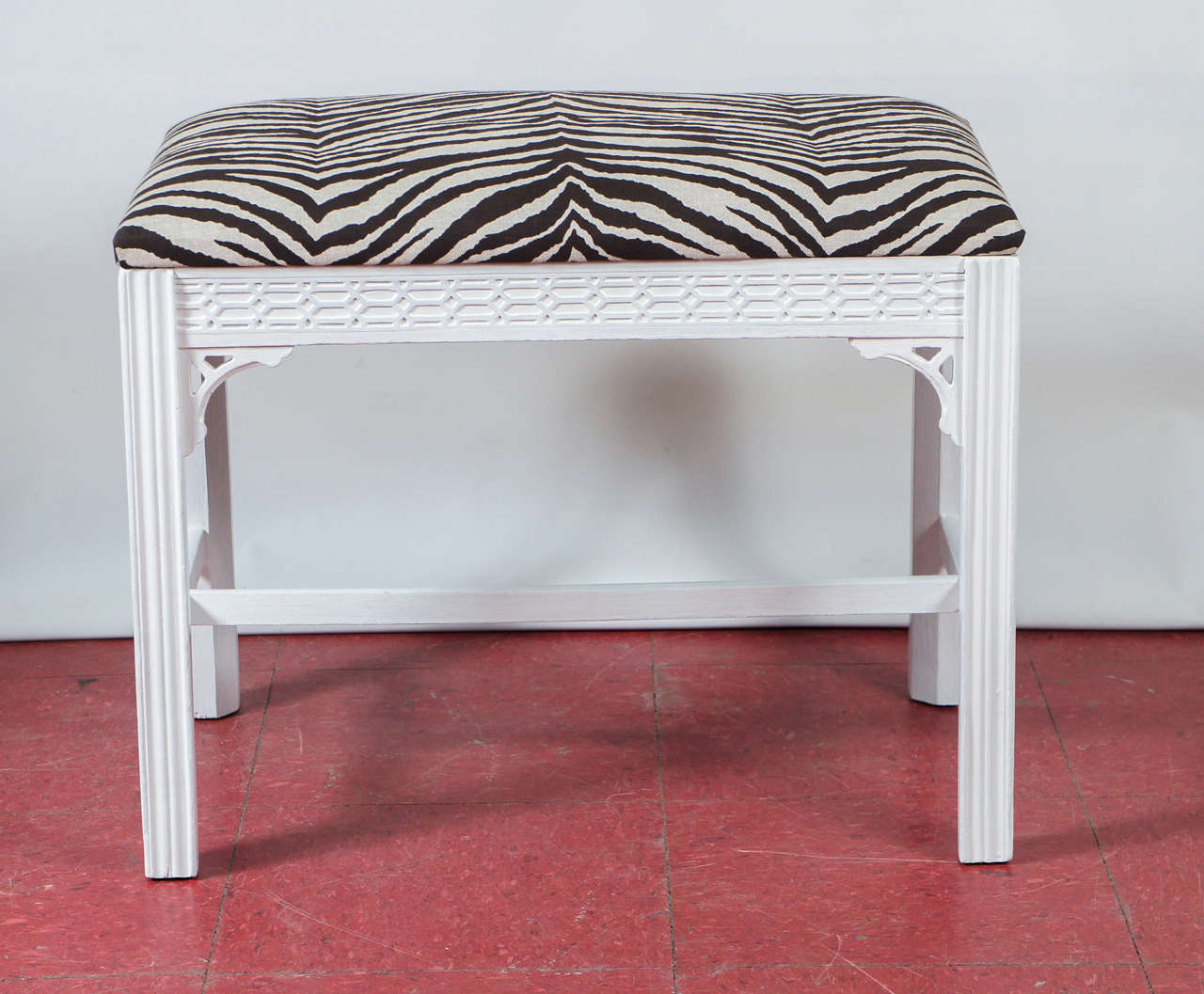 American Chinese Chippendale-Style Painted Bench For Sale