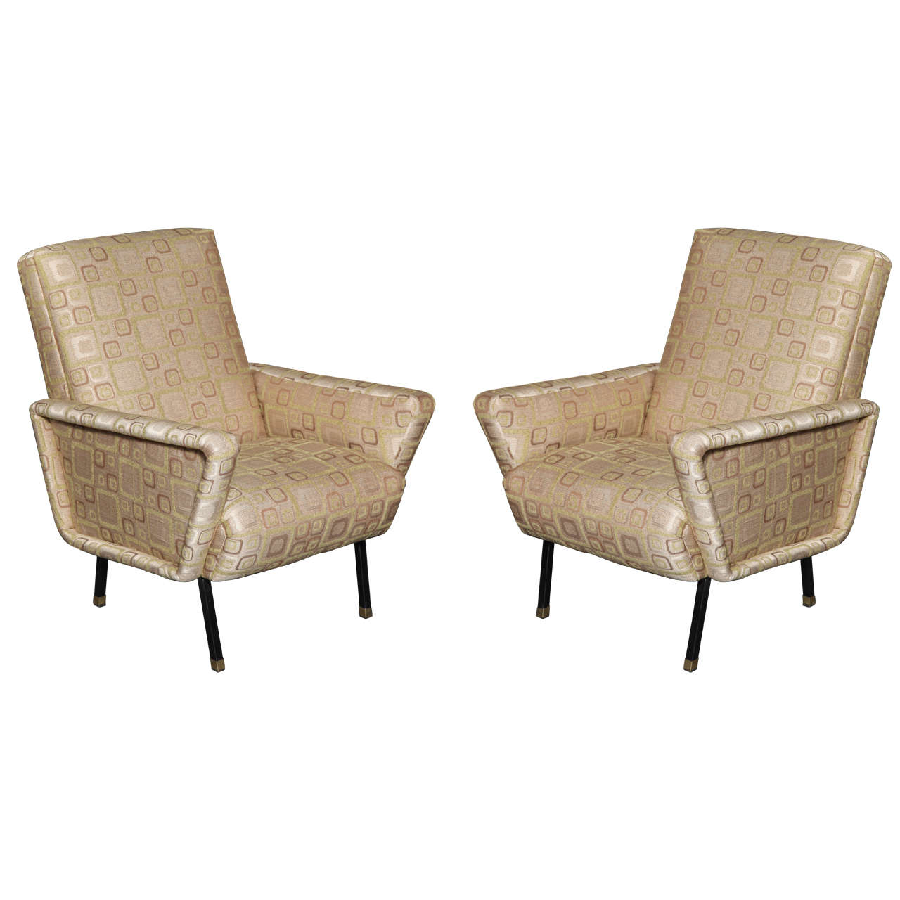 Pair of Italian Armchairs Made in Milan For Sale