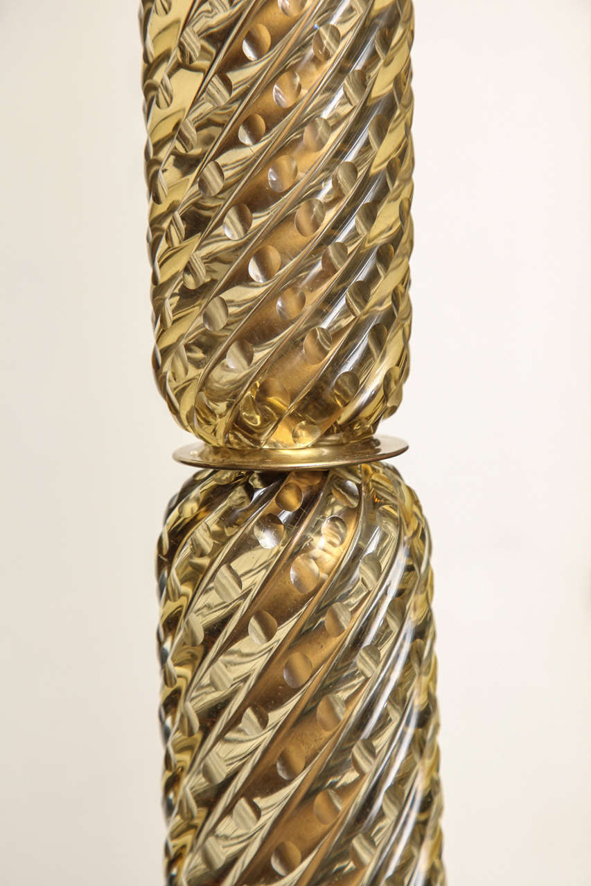 Blown Glass Art Deco Venini Floor Lamp, Made in Venice, 1938 For Sale