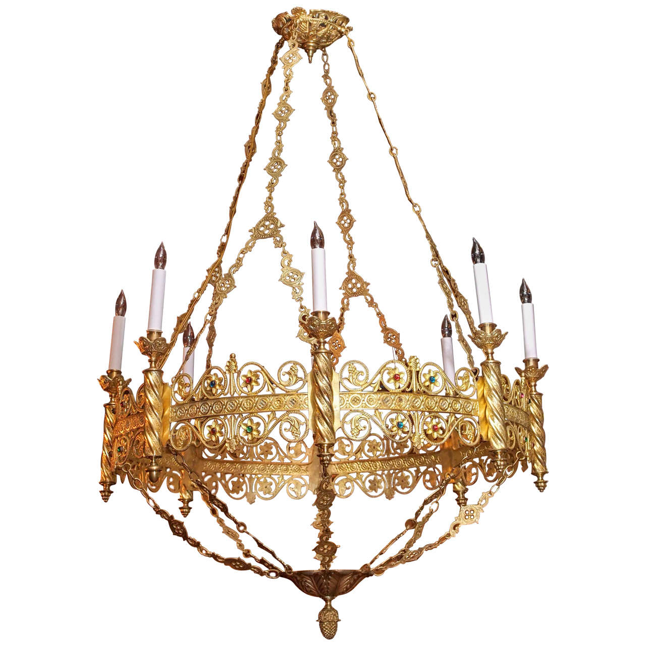 Antique Early 19th Century Gothic Bronze Chandelier