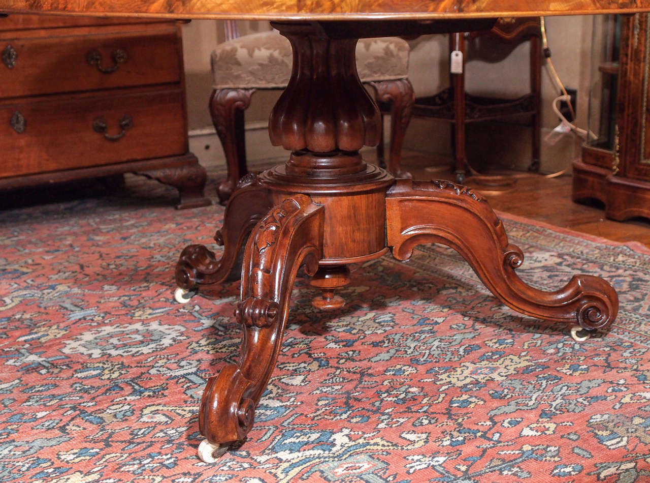 Antique English Burled Black Walnut Center Table circa 1860-1880 2