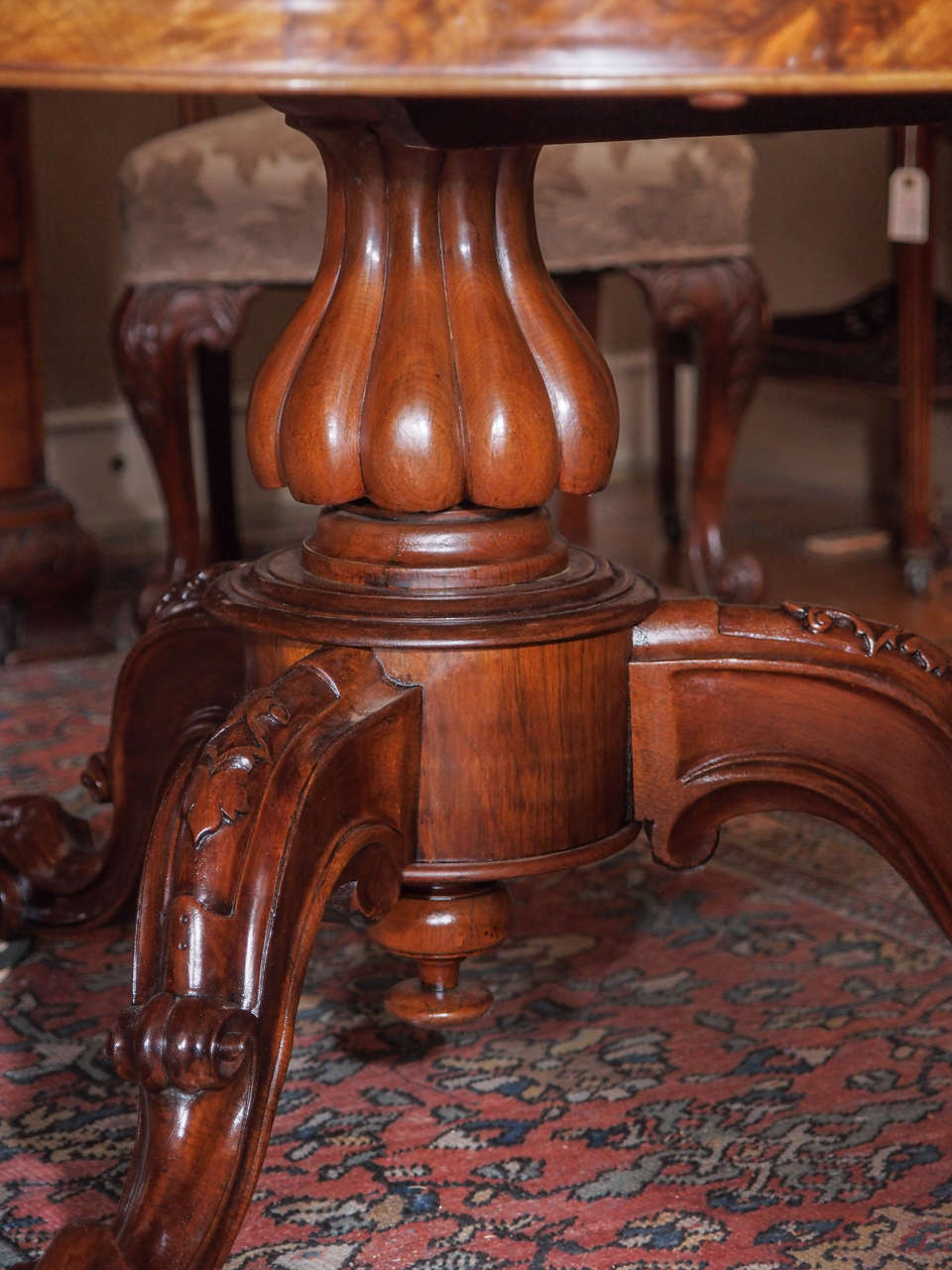 Antique English Burled Black Walnut Center Table circa 1860-1880 3