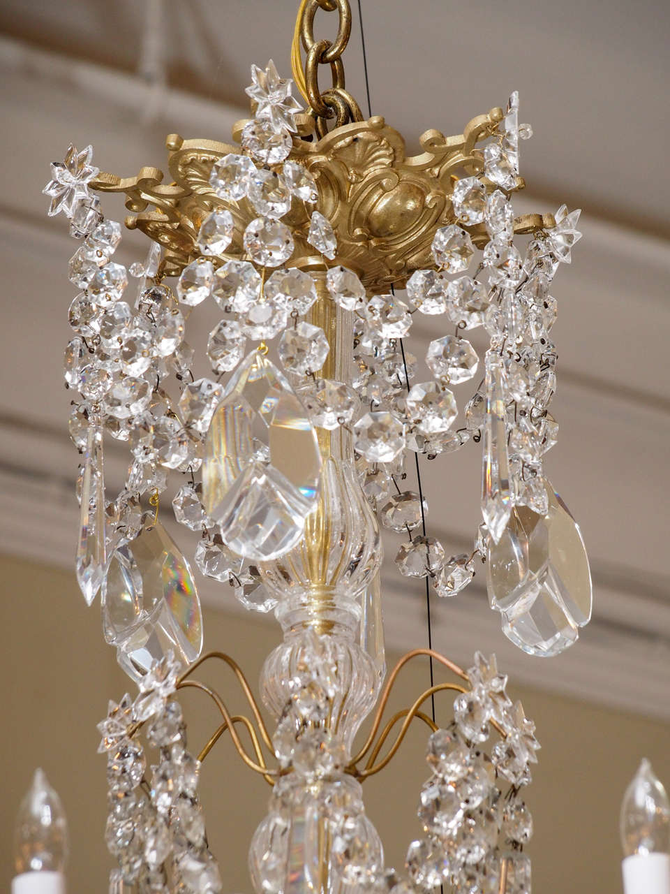 Antique French Crystal and Bronze Baccarat Chandelier, circa 1890-1900 In Excellent Condition In New Orleans, LA