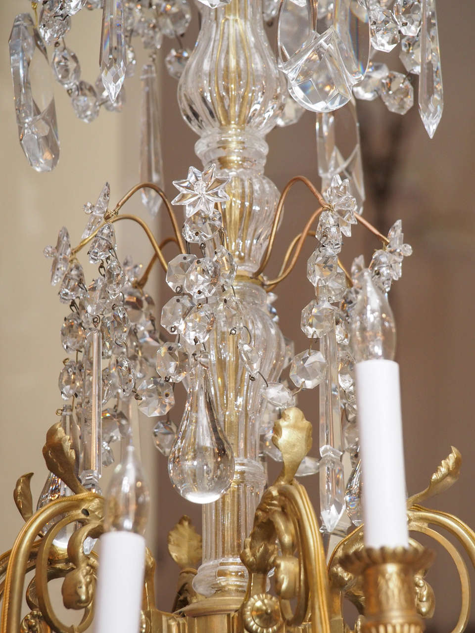 19th Century Antique French Crystal and Bronze Baccarat Chandelier, circa 1890-1900