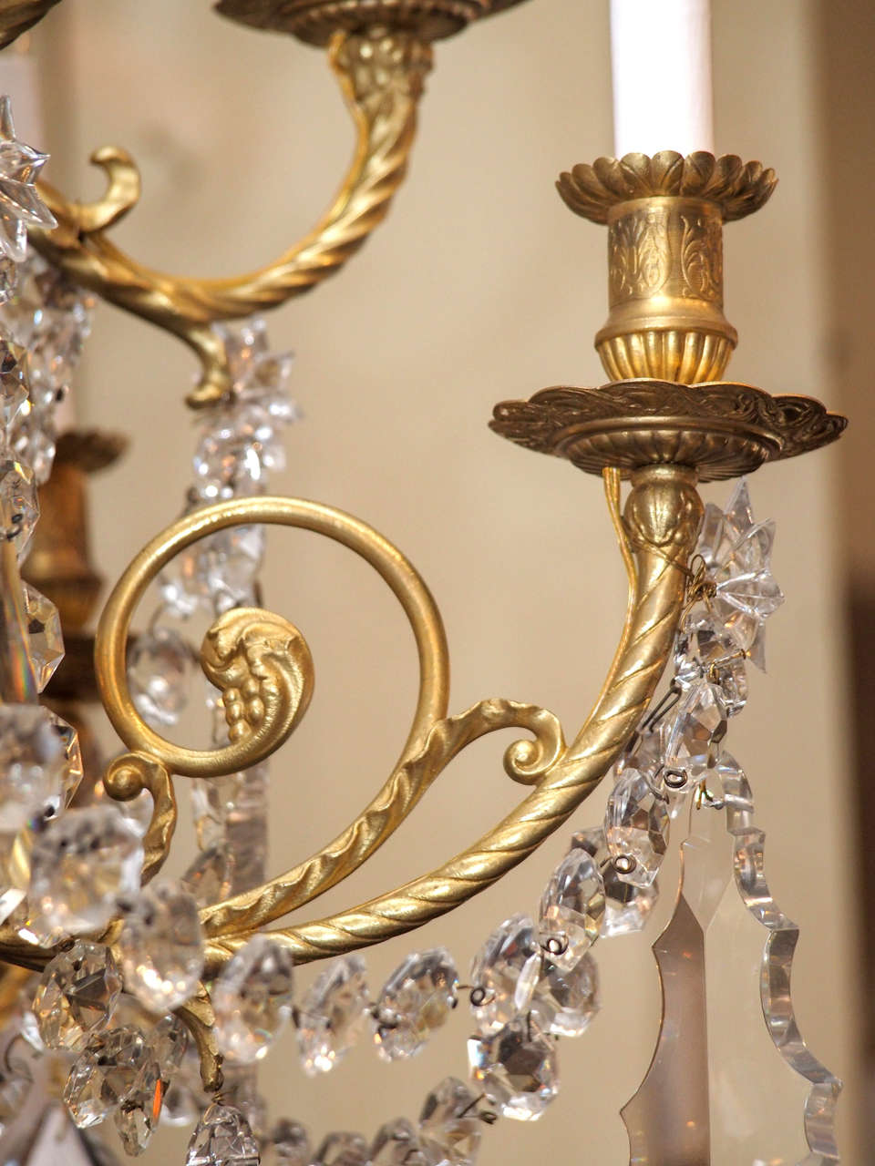 Antique French Crystal and Bronze Baccarat Chandelier, circa 1890-1900 3