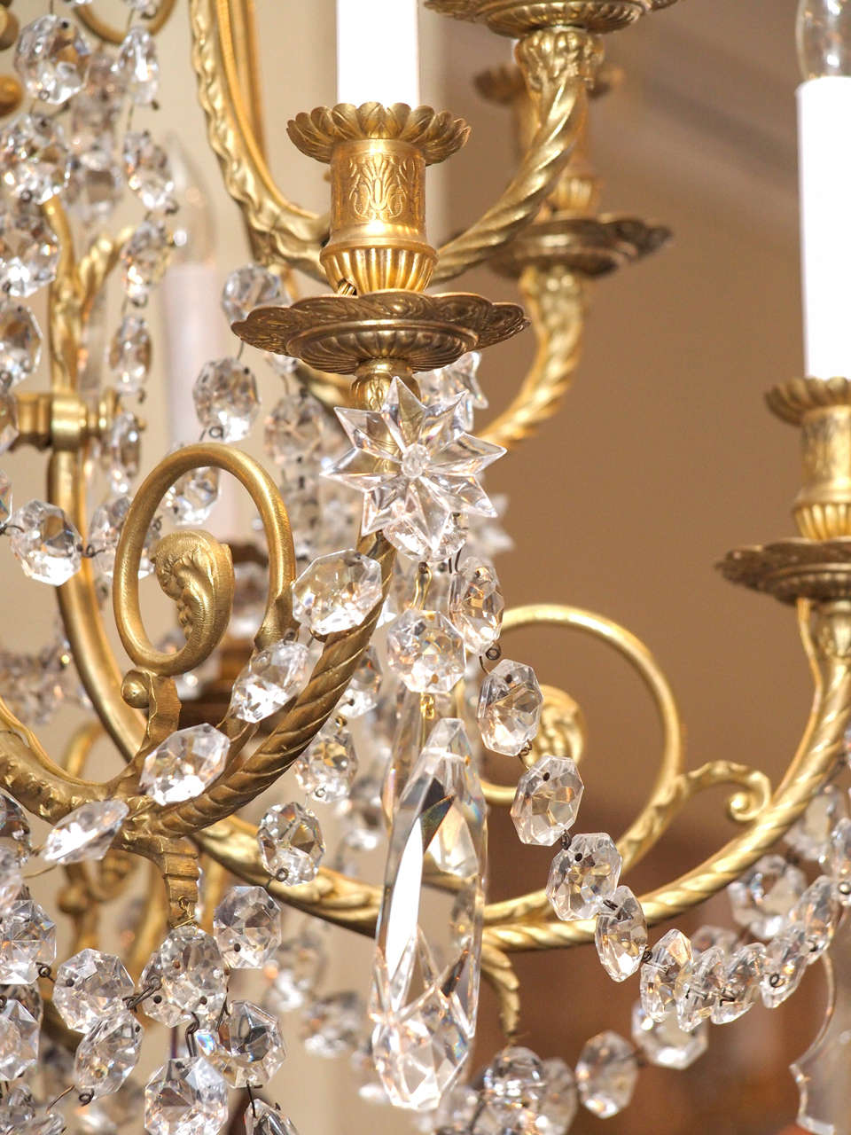 Antique French Crystal and Bronze Baccarat Chandelier, circa 1890-1900 5
