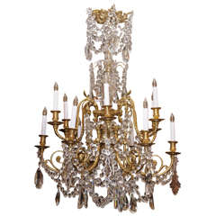 Antique French Crystal and Bronze Baccarat Chandelier, circa 1890-1900