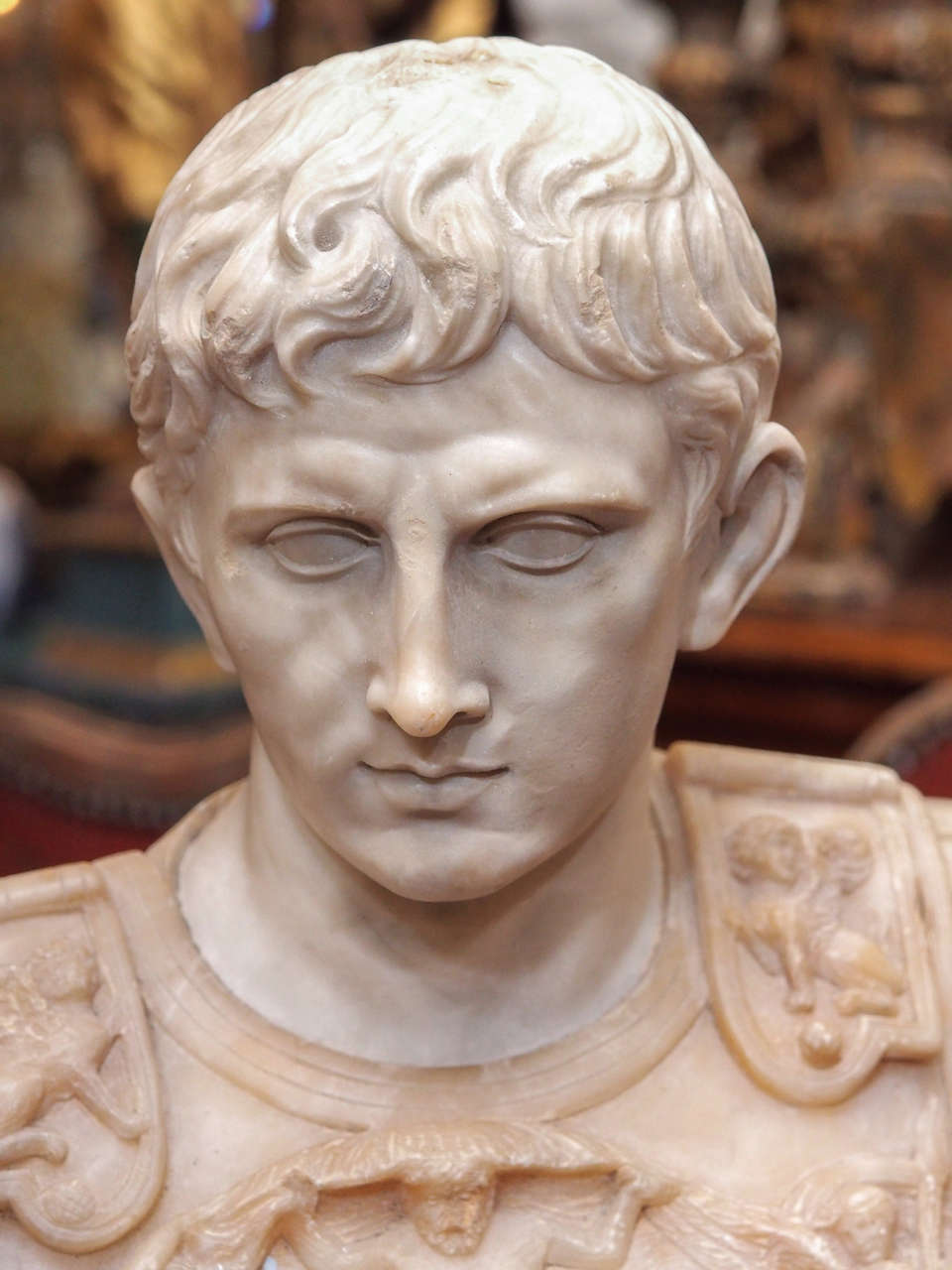 Italian 19th c. Grand Tour Alabaster Bust of Caesar