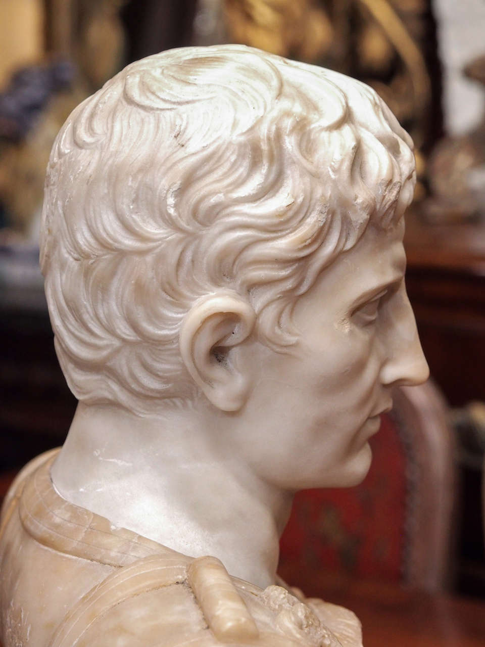 19th c. Grand Tour Alabaster Bust of Caesar 3