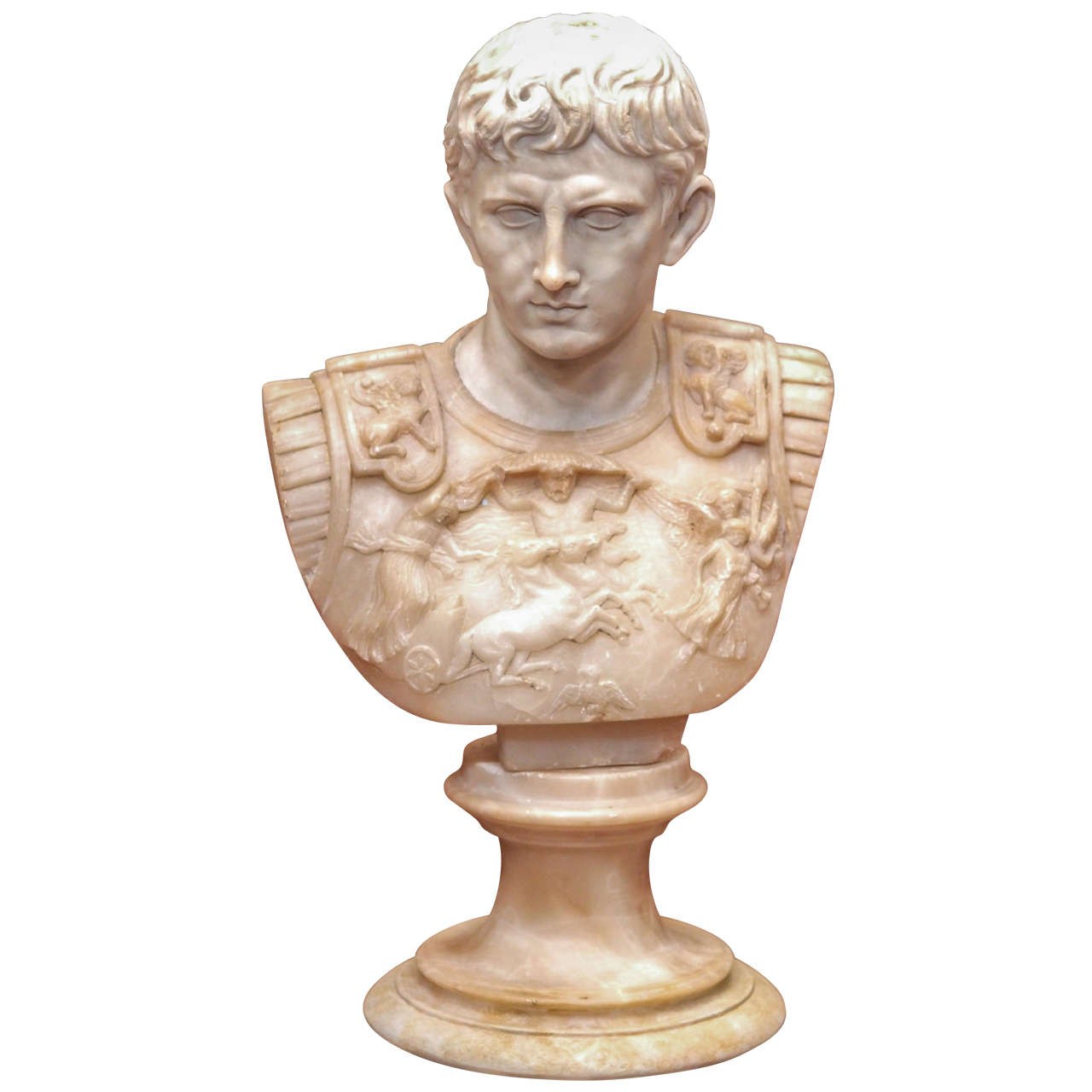 19th c. Grand Tour Alabaster Bust of Caesar