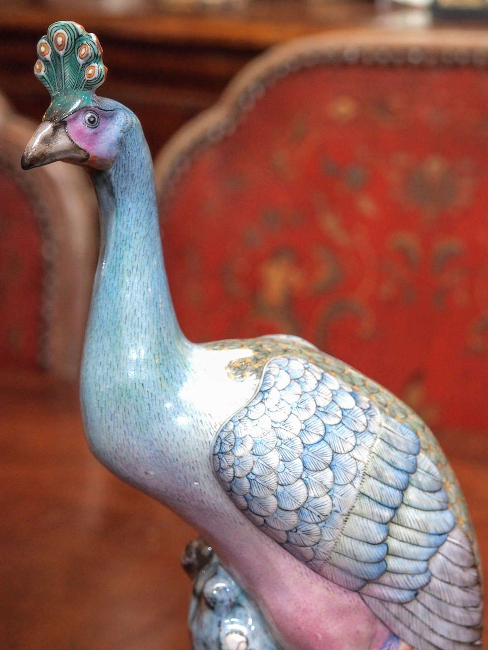 20th Century Pair of Chinese Export Famille Rose Peacocks