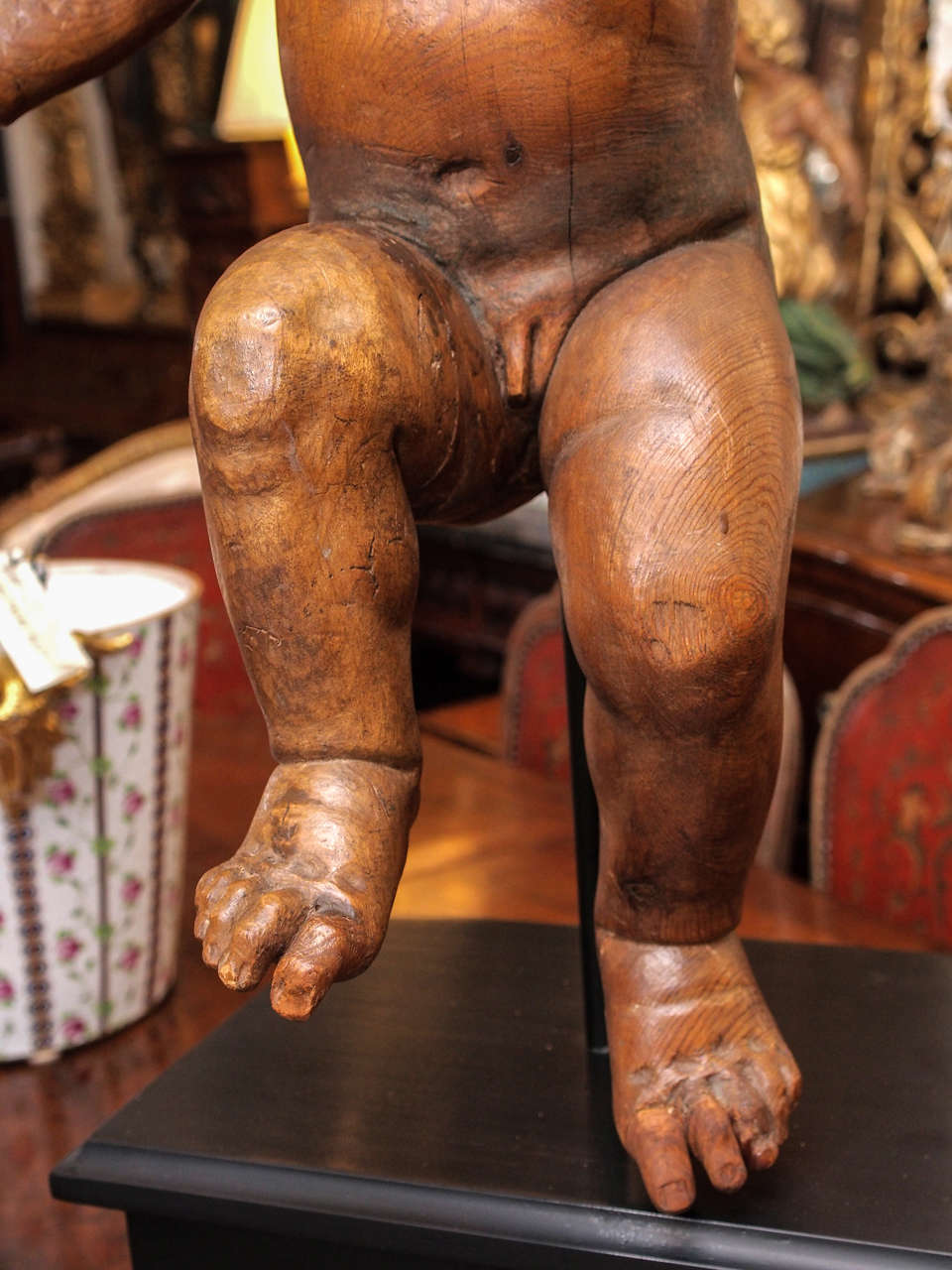Wood 18th Century Italian Putti on Later Base For Sale