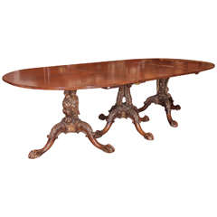 19th c. English Three Pedestal Dining Table