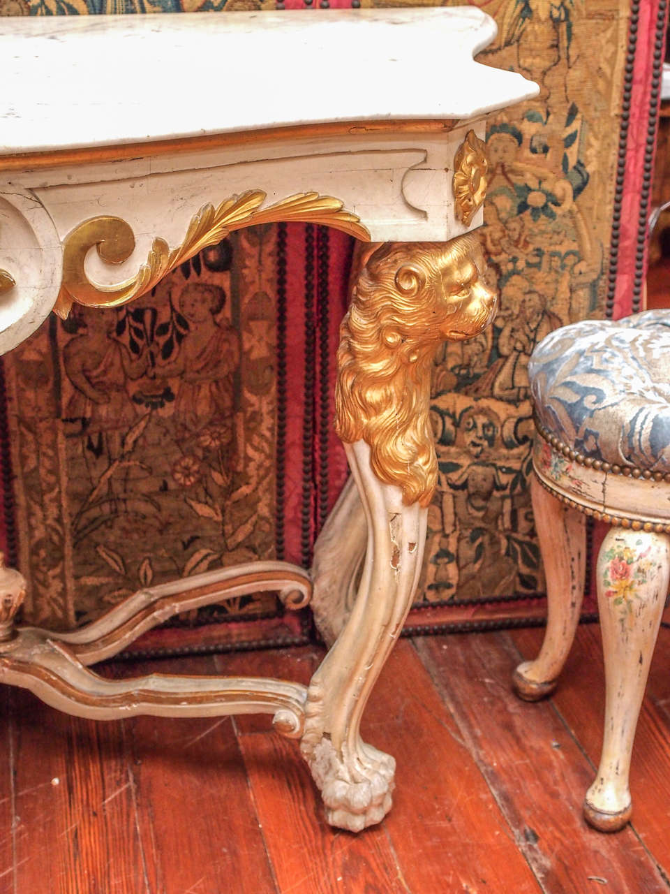 Unknown 19th Century Continental Painted and Parcel Gilt Console Table