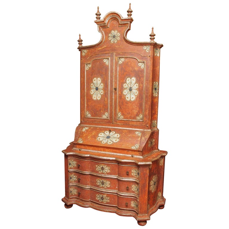 Italian Painted Secretary Bookcase At 1stdibs Italian Painted Secretary Bookcase At
