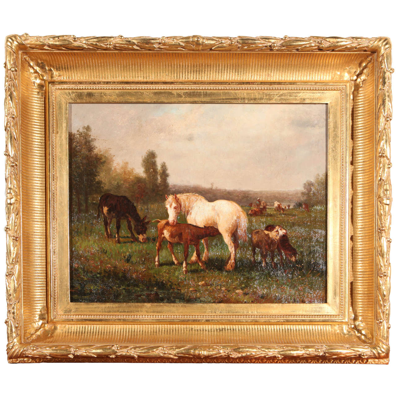 American Landscape Painting with Animals For Sale