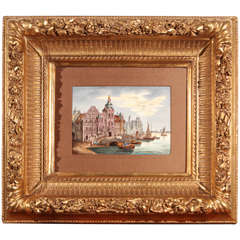 Late 19th Century Porcelain Plaque of Port in Amsterdam 4