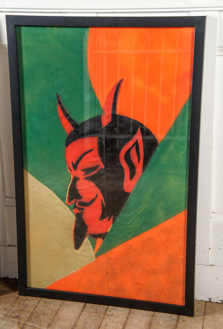 Pair of Silk Screen Carnival Devils, 1960s In Excellent Condition In Hudson, NY