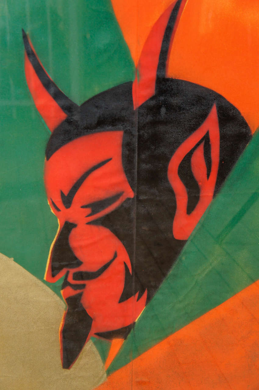 Mid-20th Century Pair of Silk Screen Carnival Devils, 1960s