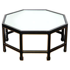 American Custom Made Octagonal Table with Mirrored Top